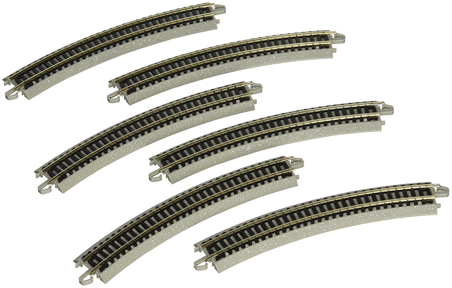Trains - Snap-Fit E-Z TRACK 11.25” RADIUS CURVED TRACK (6/card) - NICKEL SILVER Rail With Grey Roadbed - N Scale, 8