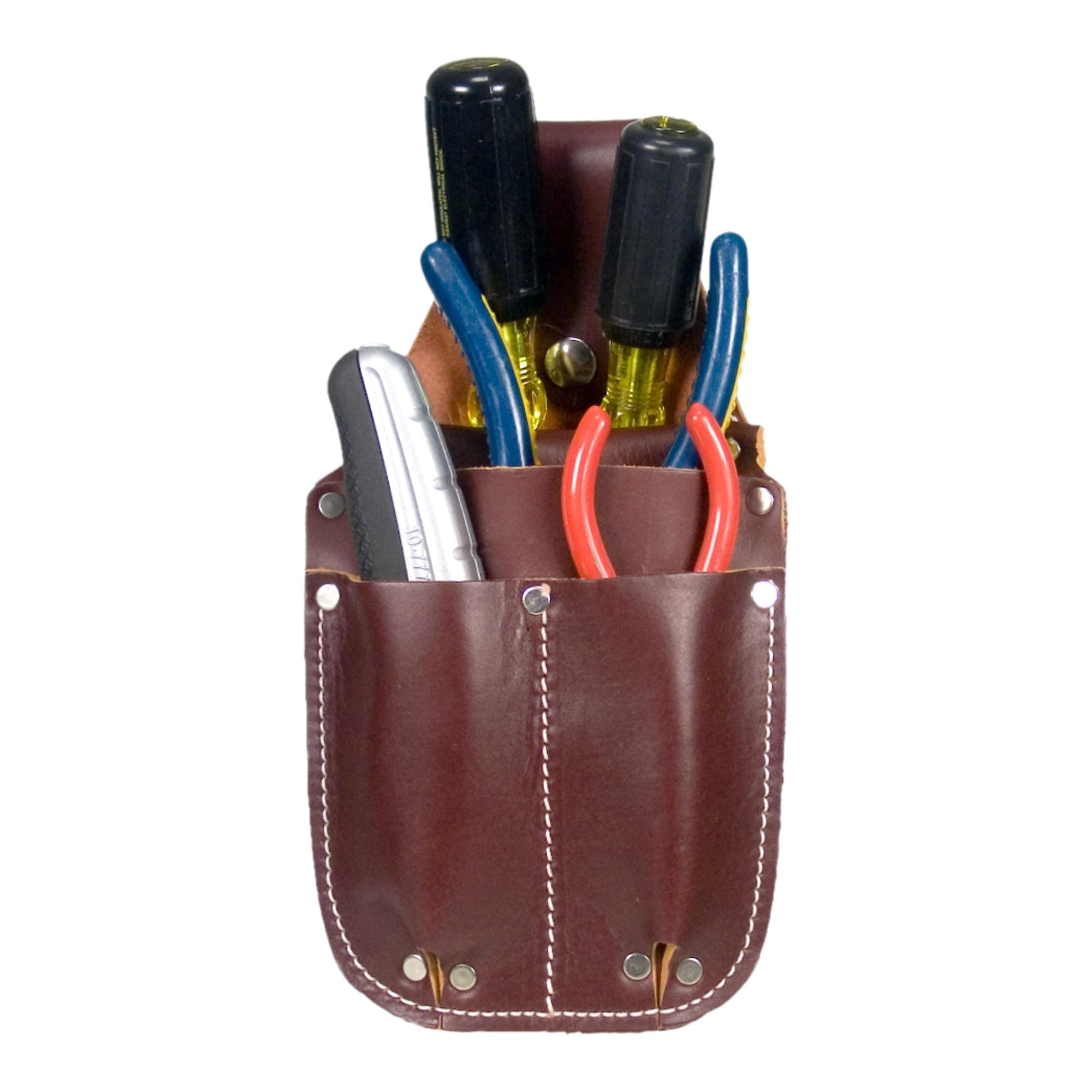 Occidental Leather Pocket Caddy - Brown - 4 Pockets & Tool Holders - Belt Compatibility Up to 2" Wide - Lightweight - Made in USA