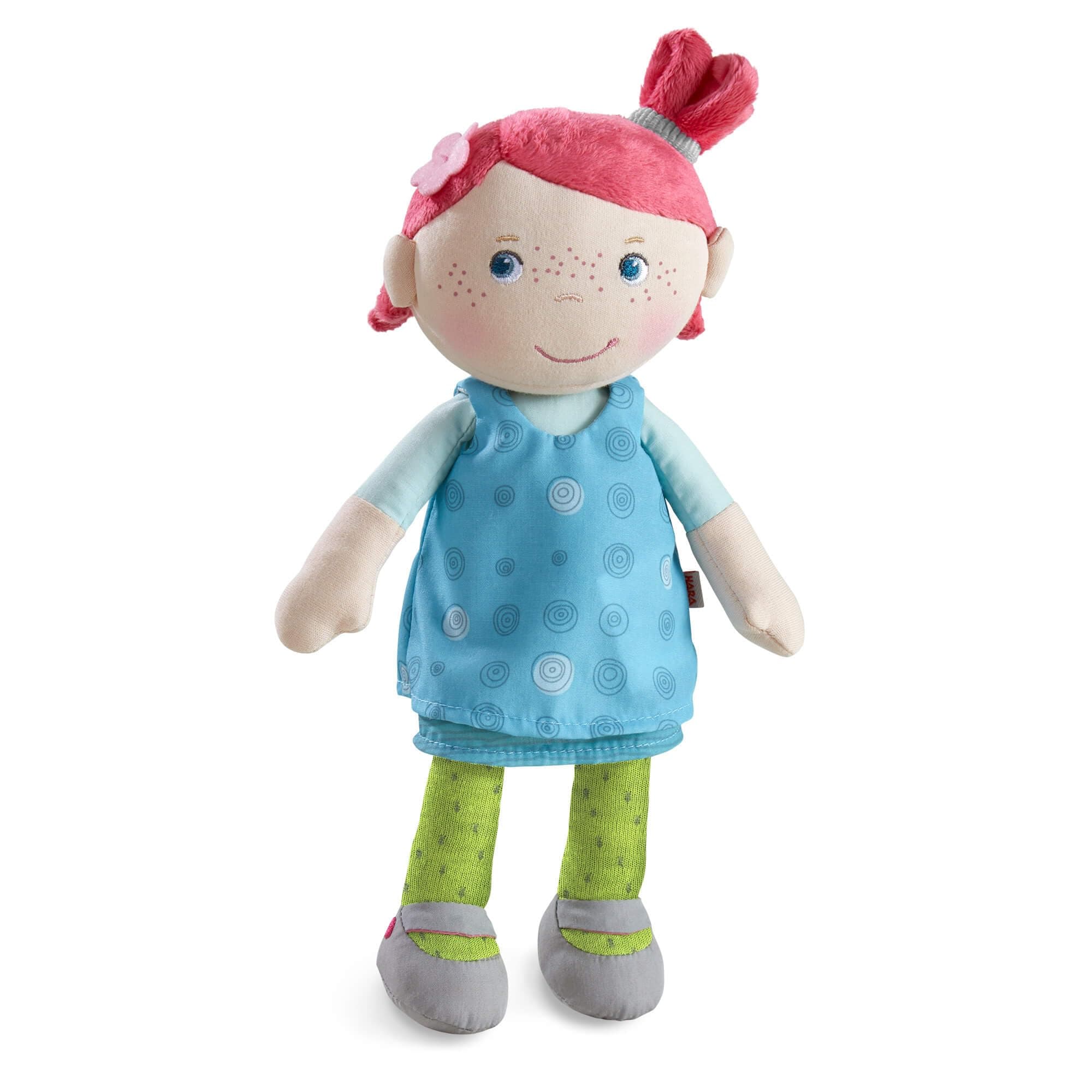 Snug Up Philine - 10" Soft Doll with Embroidered Face, Pink Pigtail and Removable Blue Dress - Machine Washable - Perfect First Doll and Stuffed Cuddle Companion for 18 Months and Up