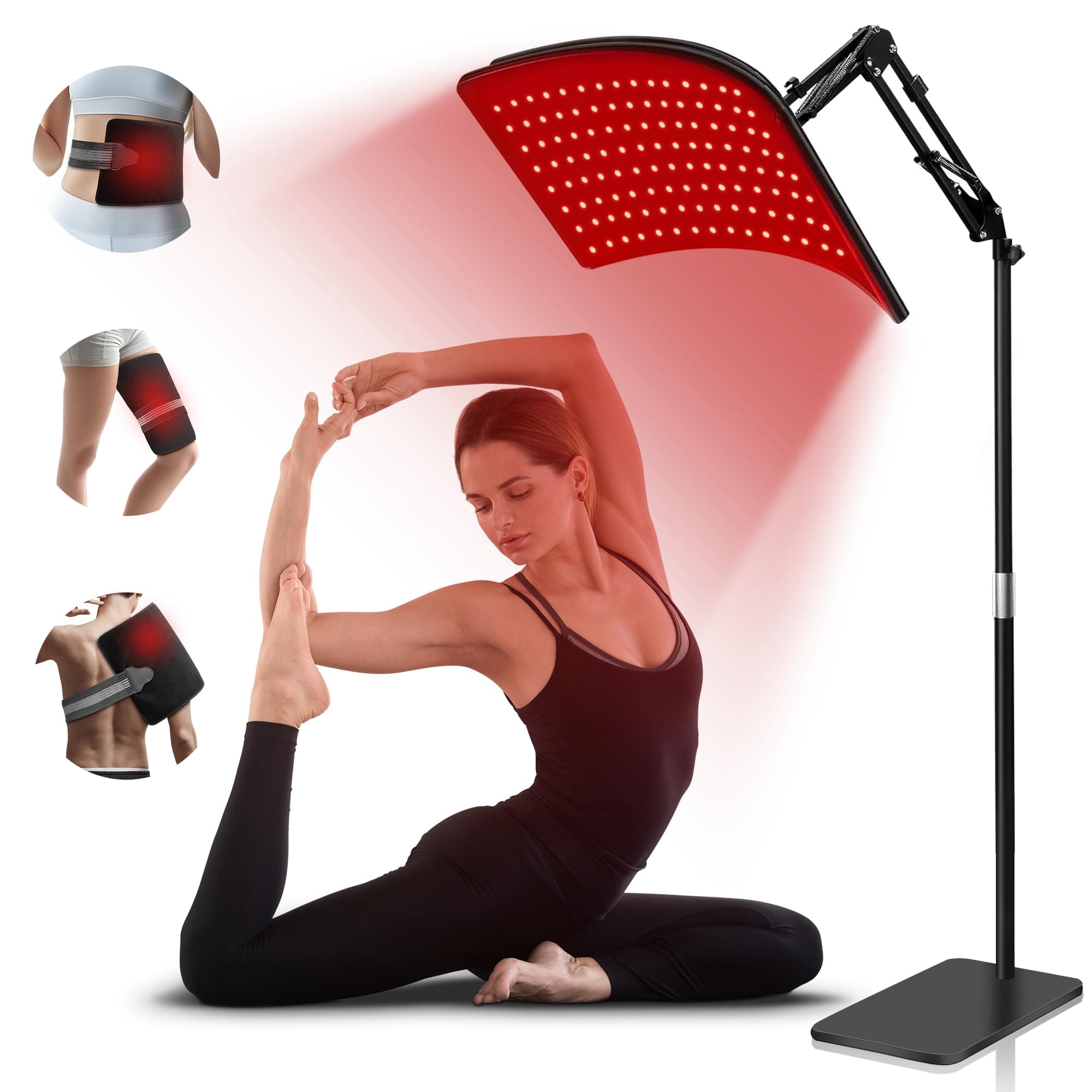 Red Light Therapy for Body, 2 in 1 Removable Red Light Pad or Combined with Stand, Infrared Light Therapy Lamp with Timer Control, 660nm 850nm for Elderly Athletes Fitness Pets (with Elastic Strap)