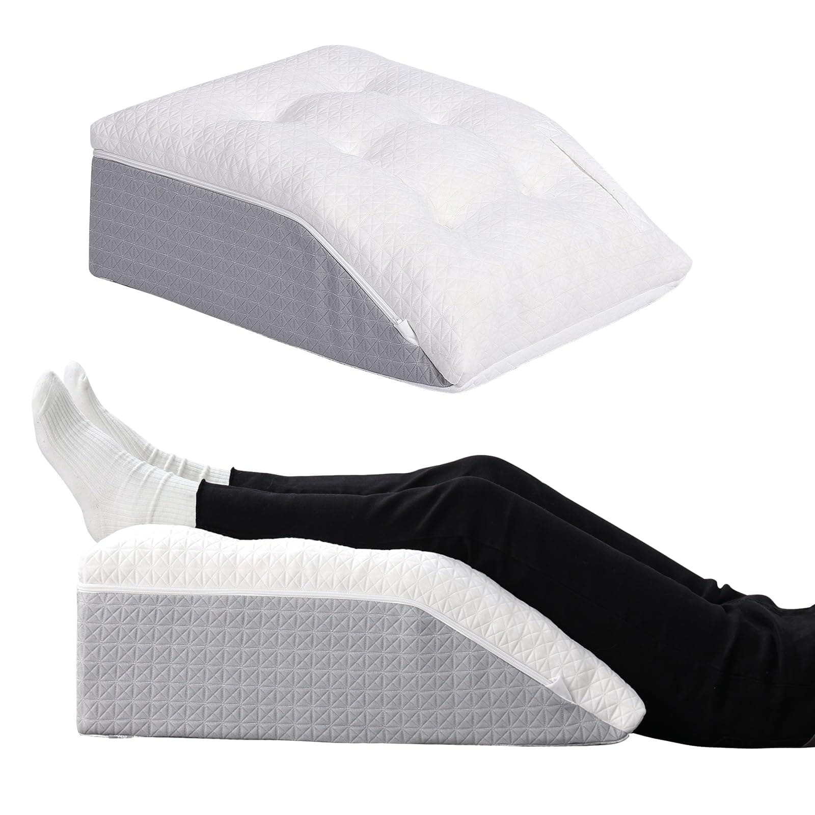 baibu Leg Elevation Pillow,Memory Foam Sleeping Support Pillow, Dual Layer bed wedge pillow for Legs, Knee Wedge Pillow, Removable Washable Cover