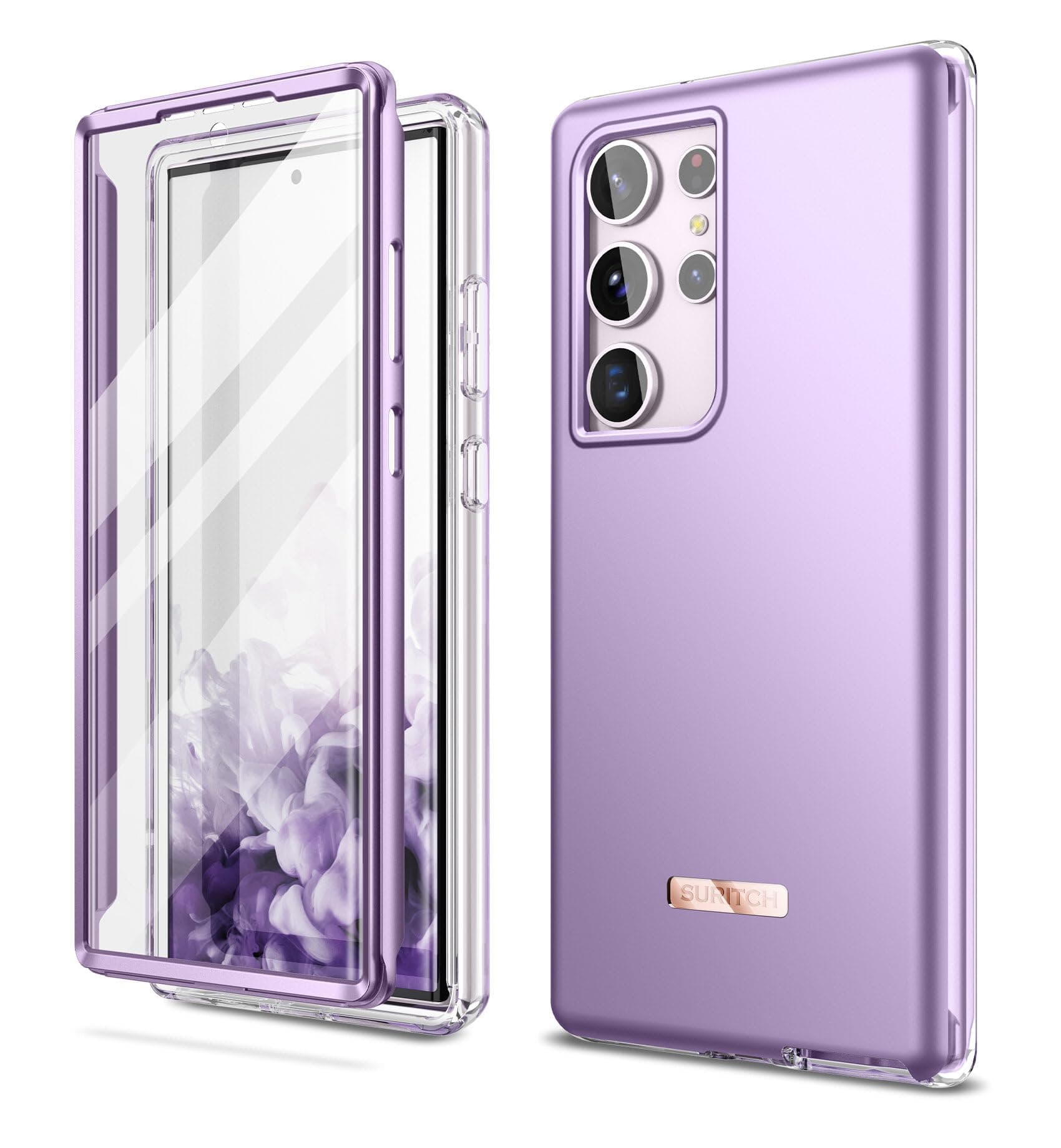 for Samsung Galaxy S23 Ultra Case, [Built-in Screen Protector] [Dual-Layer Protection ] Full Protection Shockproof Rugged Bumper Phone Cover for Samsung S23 Ultra 6.8 Inch - Pure Purple