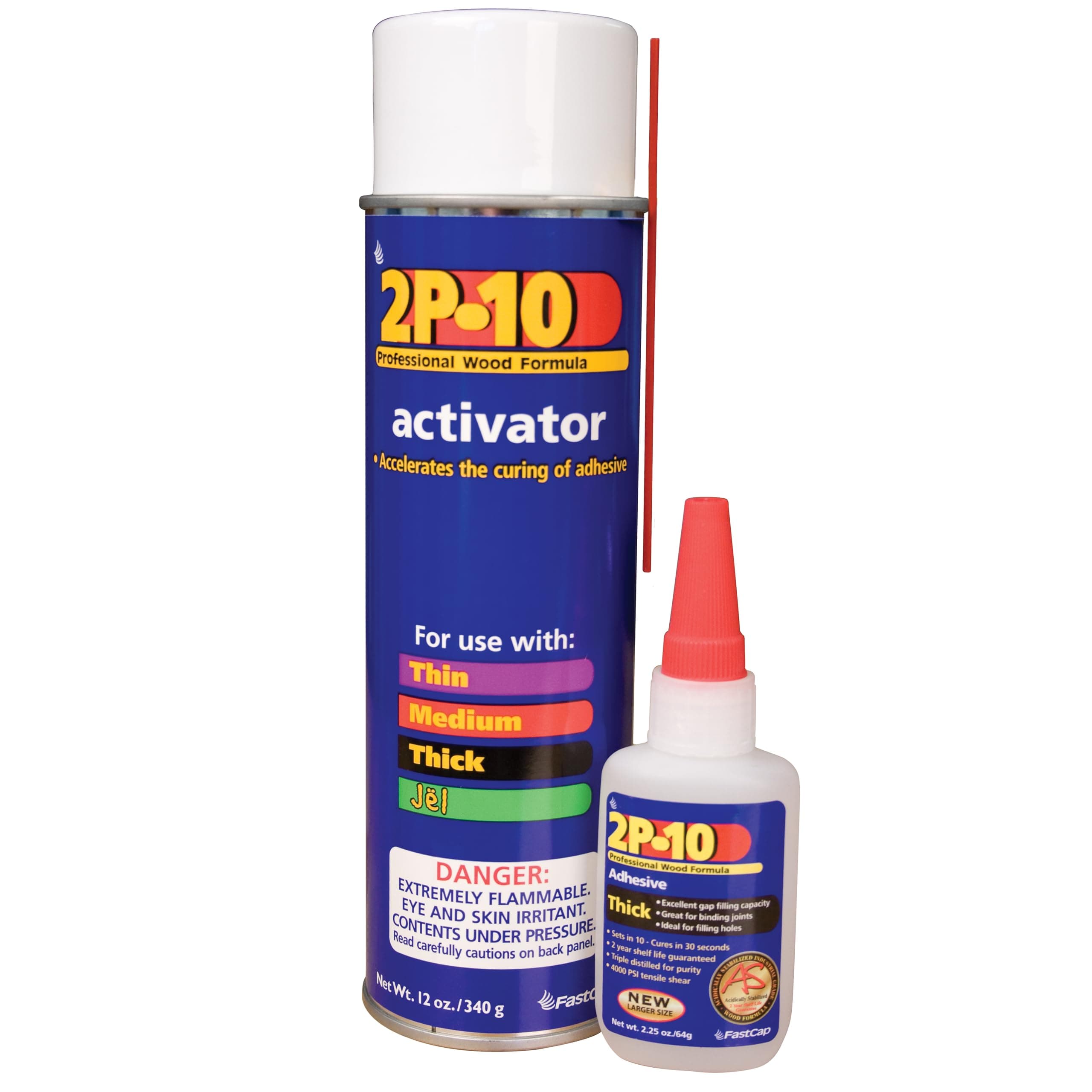 2P-10 Super Glue Adhesive 2.25 Ounce Thick and 12 Ounce Activator Combo Pack
