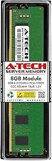 A-Tech 8GB DDR4 2133MHz PC4-17000 ECC RDIMM 1Rx8 Single Rank 1.2V ECC Registered DIMM 288-Pin Server & Workstation RAM Memory Upgrade Module (A-Tech Enterprise Series)