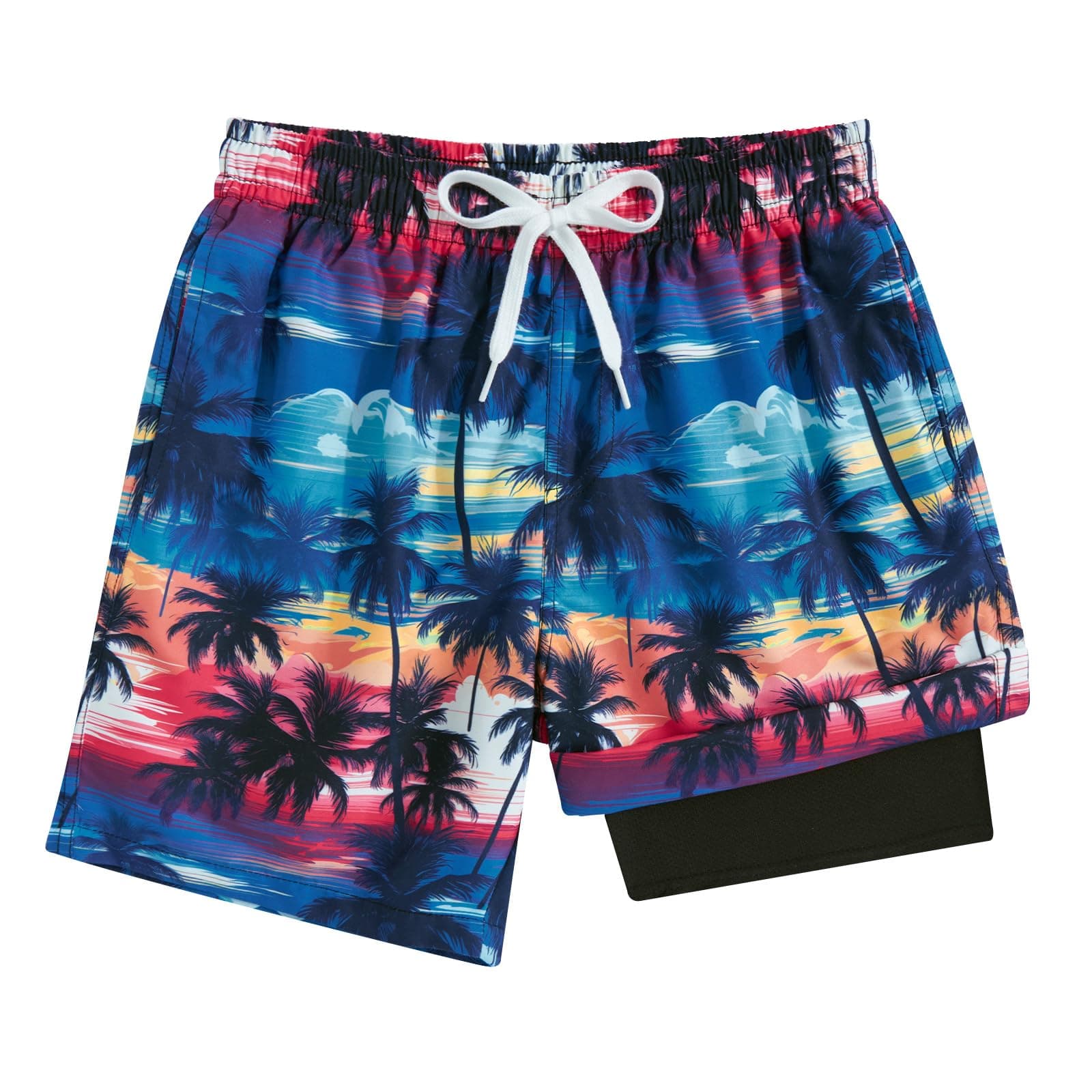 TUONROAD Boys Swim Trunks with Compression Liner Quick Dry Board Shorts with Boxer Brief Lined Bathing Suit 8-20 Years