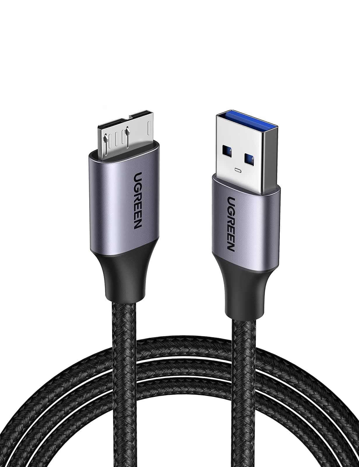 UGREEN Micro USB 3.0 Cable, USB 3.0 A to Micro B Cord Nylon Braided External Hard Drive Cable Compatible with Samsung Galaxy S5, Note 3/Pro 12.2, Western Digital, Toshiba, My Passport, etc 1.5 FT
