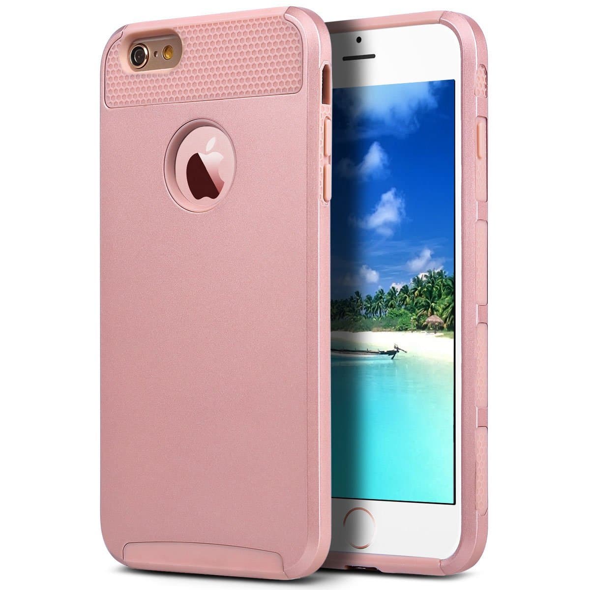 iPhone 6s Case Rose Gold, DiaoC iPhone 6 Hybrid Case With Hard PC and Inner Rubber Cover for Apple iPhone 6S 4.7 Inch & iPhone 6 4.7 Inch (Rose Gold)