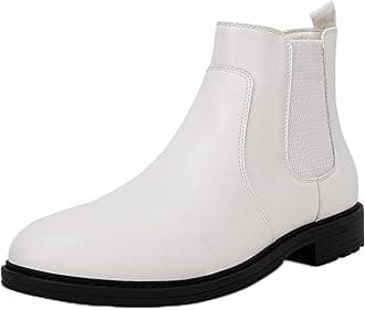 Men's Ankle Boots Chelsea Round Toe Slip on Waterproof Faux Leather Classic Dress Booties for Men
