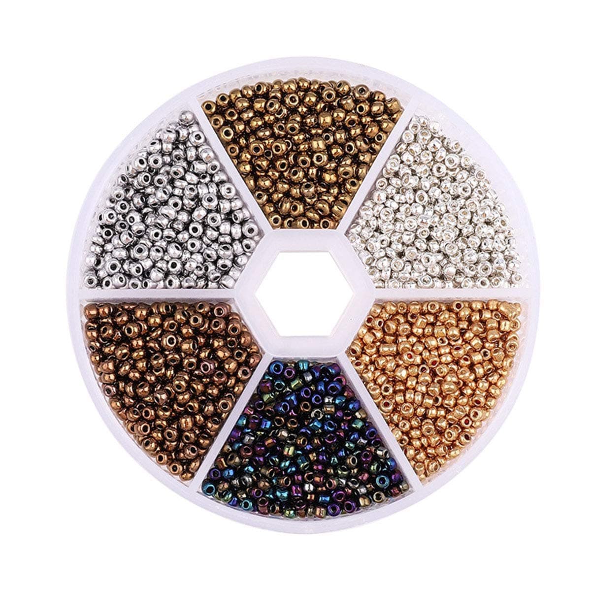 3900 Pcs Glass Seed Beads Started Kit, 2mm 6 Colors Small Craft Bead for DIY Bracelet Jewelry Making Supplies