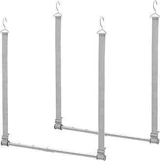 STORAGE MANIAC Adjustable Width and Height Closet Hanging Organizer, Space-Saving Clothes Bar, Extender Rod Double Hanging, 2 Pack Webbing