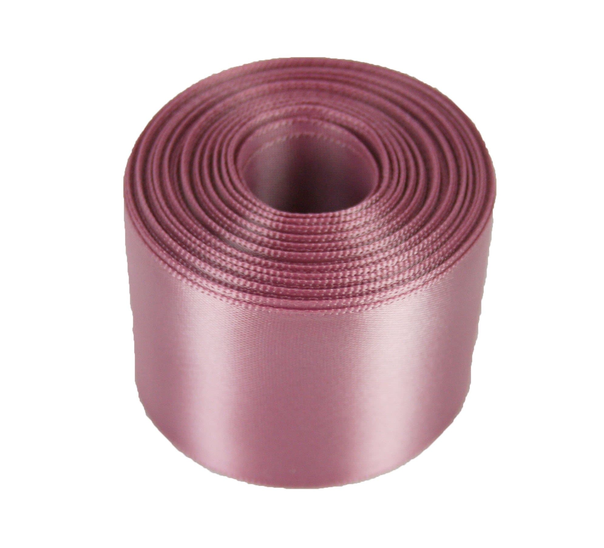 5 Yards Rolled up 1-1/2" Single FACE Satin Ribbon 100% Polyester Choose Color (165 - Rosy Mauve)