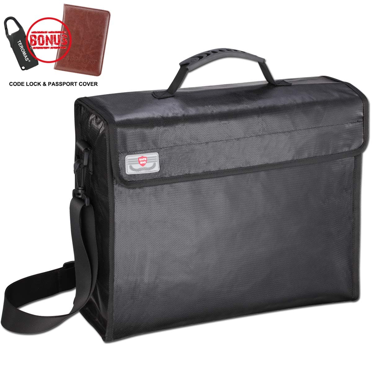 Fireproof Bag,TEROMAS Silicone Coated Double Layers Large (15″ x 12″ x 5″) Fire Safe and Water Resistant Storage for Documents, Money, Jewelry, Passport and Valuables Protection