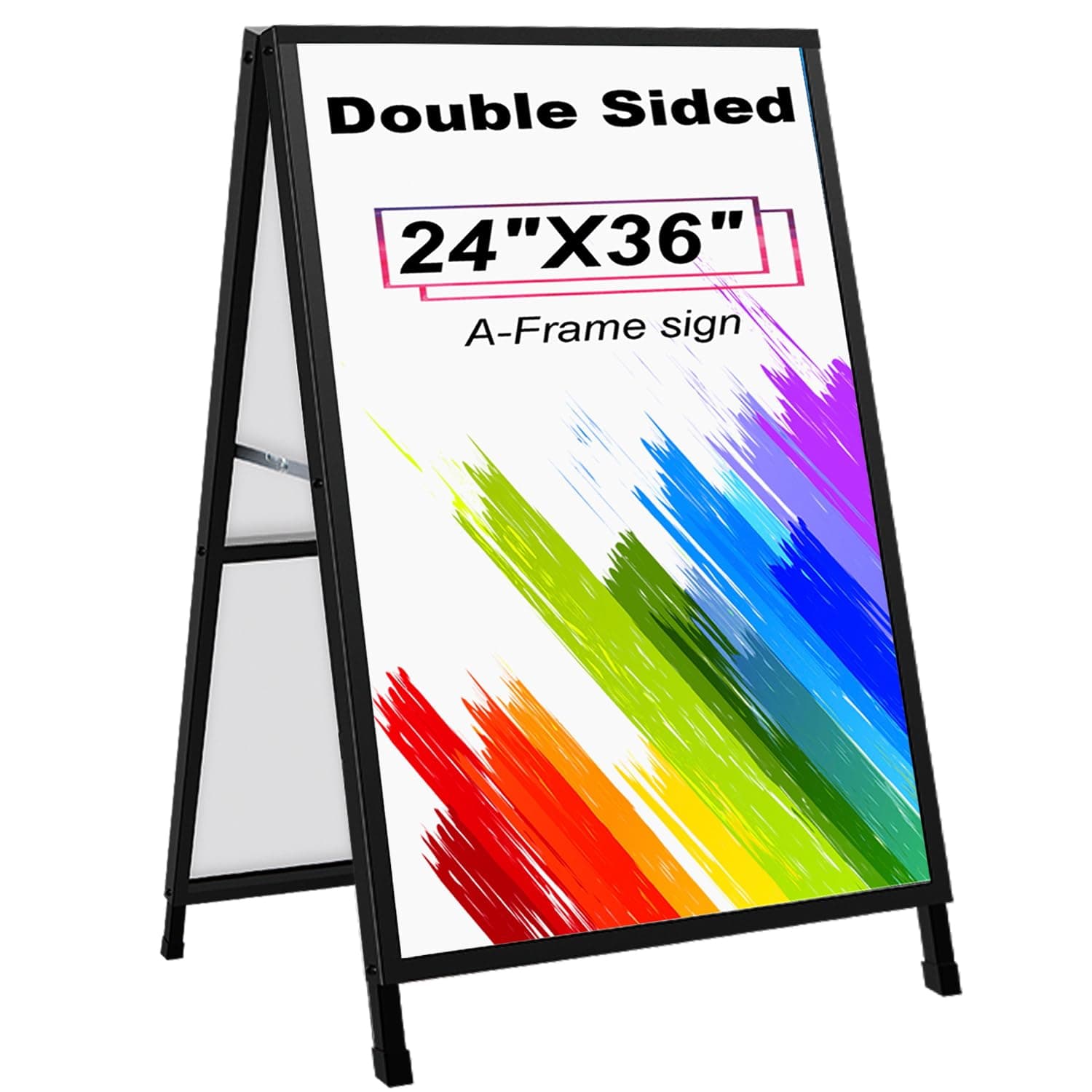 AKTOP Heavy Duty A Frame Sidewalks Signs 24 x 36 Inch, Double-Sided Metal Sandwich Board Slide-in Folding Outdoor Signboard, Large Display Sign Holder for Businesses Advertising Poster