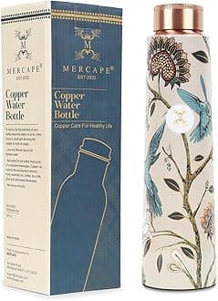 Copper Water Bottle A Handmade Ayurvedic Enameled Print Pure Copper Water Bottle For Drinking - Increase Your Water Consumption, and Experience Immediate Health Benefits 900ml