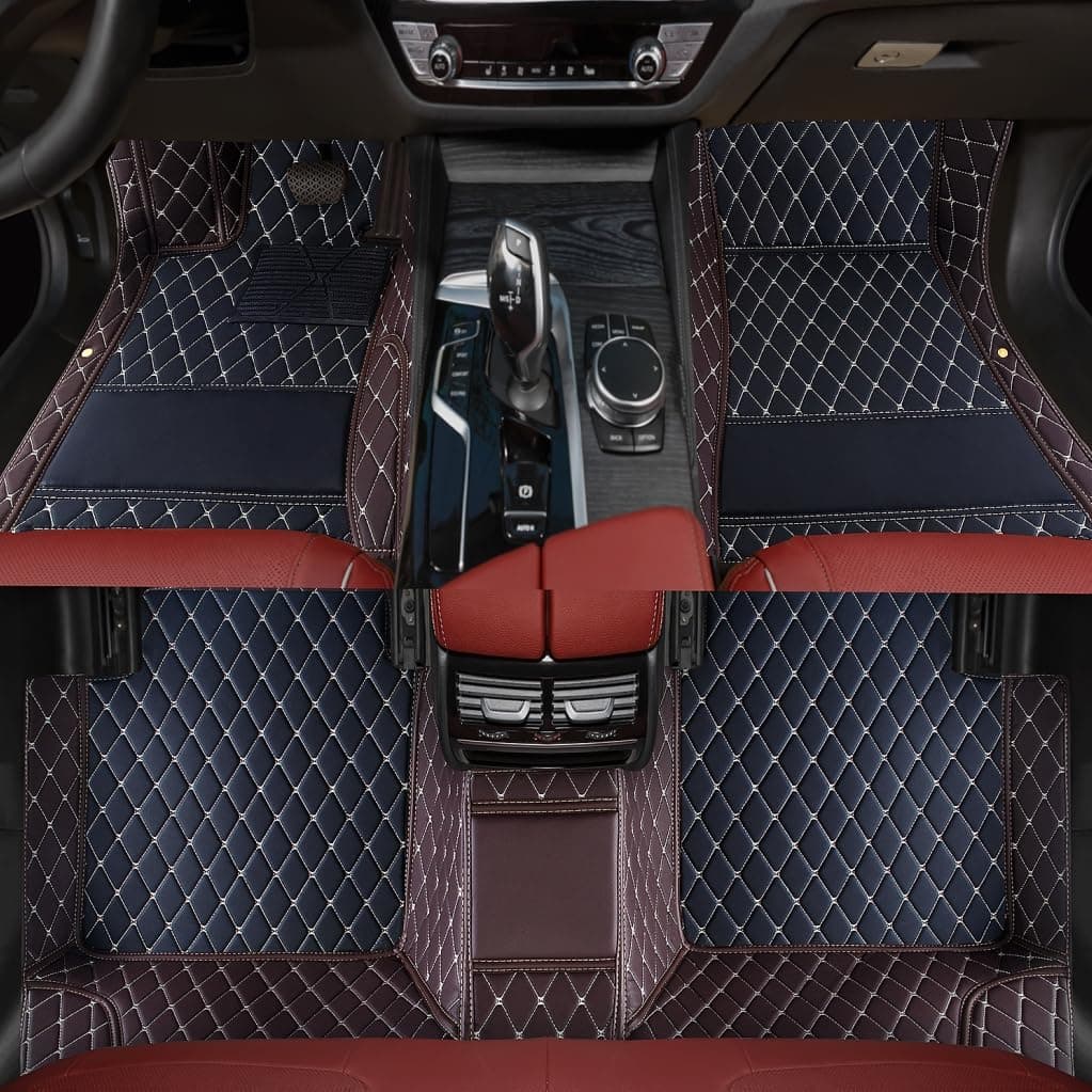 Custom Personalized Floor Mats for Cars，Luxury Full Coverage All Weather Car Floor Mats，Anti-Slip Leather Car Mat Set ，Custom Floor Mats for 99% of Cars, Trucks & SUVs (3D Brown and Black)