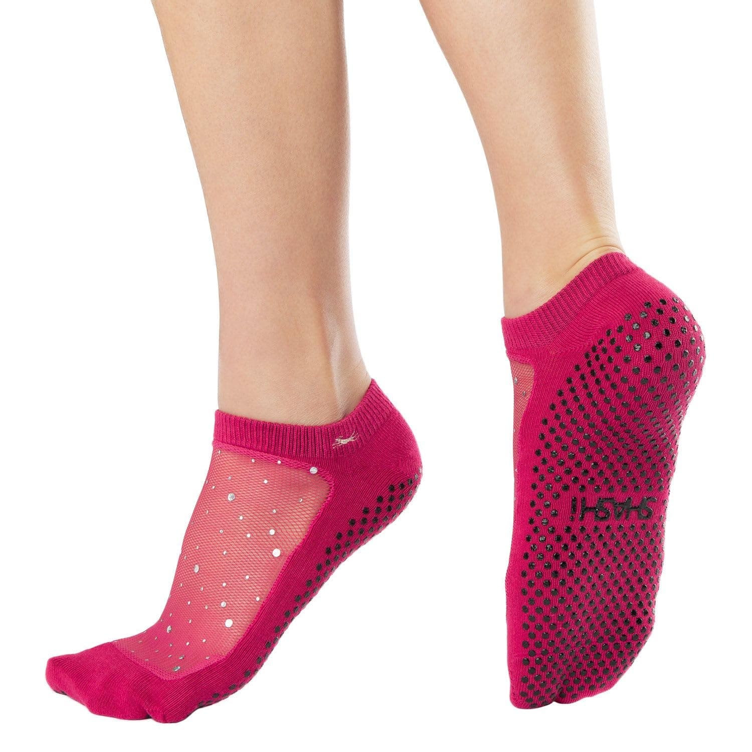 Sparkle Mesh Socks for Women – Shimmer, Full-Coverage Non Slip Socks for Barre, Yoga and More
