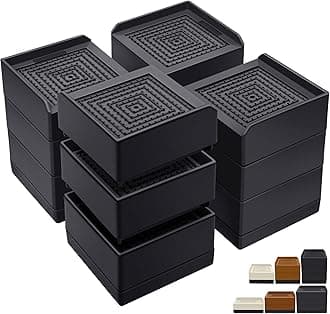 Bed Risers 4 inch Heavy Duty, Furniture Risers for Desk Table Sofa Couch Lifts to 1.5、3 or 4 in, Square Adjustable Risers Blocks, Support Up to 1,300 Lbs（4 Pack-Black）
