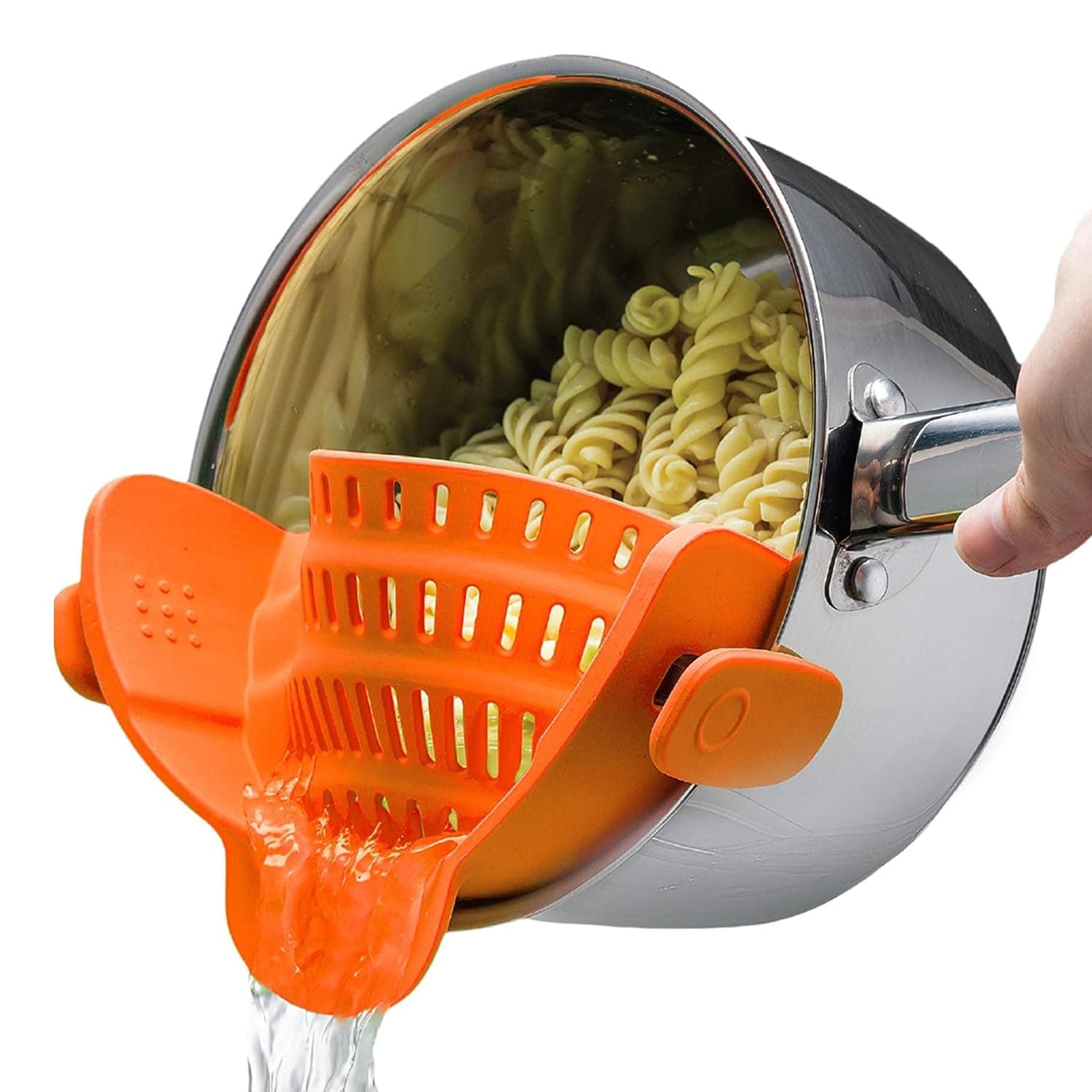 Kitchen Gizmo Snap N Strain Adjustable Silicone Clip On Strainer for Pots, Pans and Bowls - Orange
