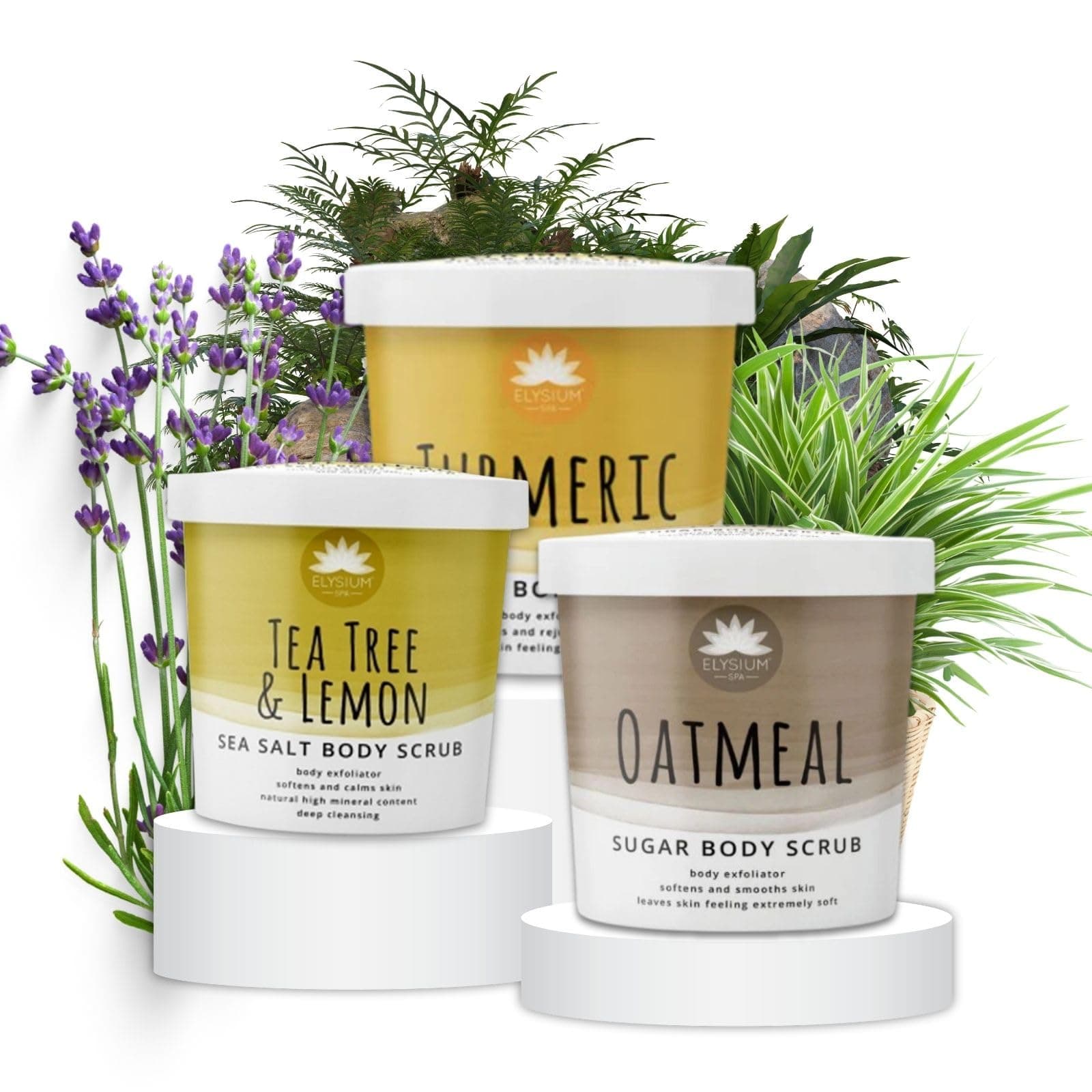 Bath & Body Scrub Bundle | 3 Pack Exfoliator Body Scrub 200g each - Sea Salt Tea Tree & Lemon, Oatmeal and Turmeric Sugar | Softens & Smoothens Your Skin by Sinta Gifts