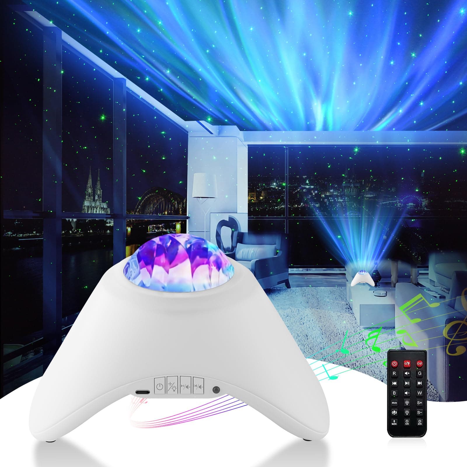 Star Projector Galaxy Lights for Bedroom,Bluetooth Speaker and White Noise Northern Lights Projector,Starry Night Light Projector for Kids Adult,Aurora Ceiling Galaxy Lamp for Room Decor/Gift