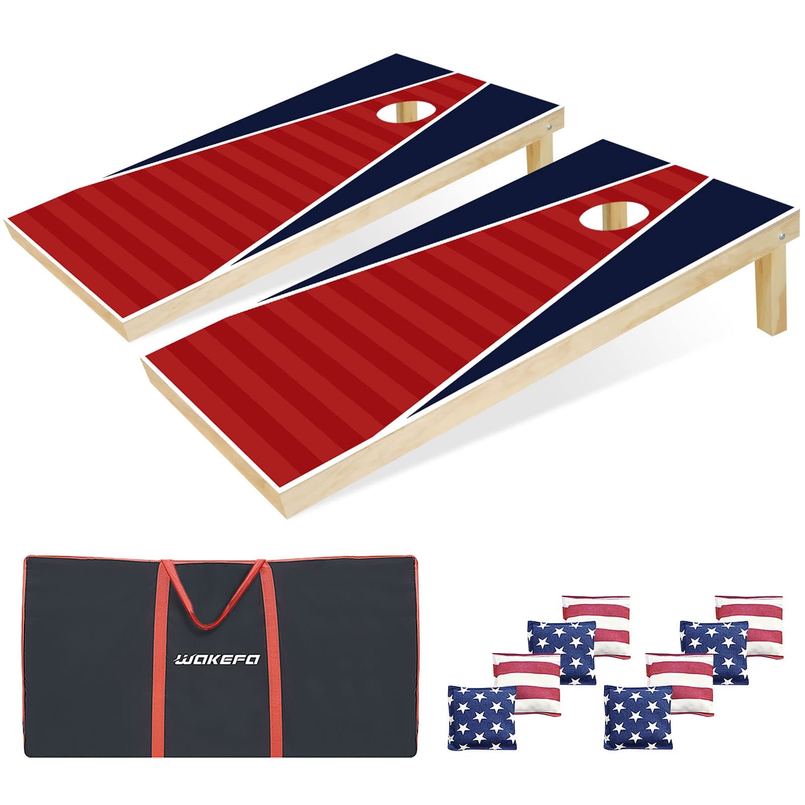 Set Corn Hole Boards: Corn Holes Outdoor Game Set Includes 2 Wooden Boards, 8 Bags and Carrying Case, Set Bean Bag Toss Game for Lawn, Yard and Beach