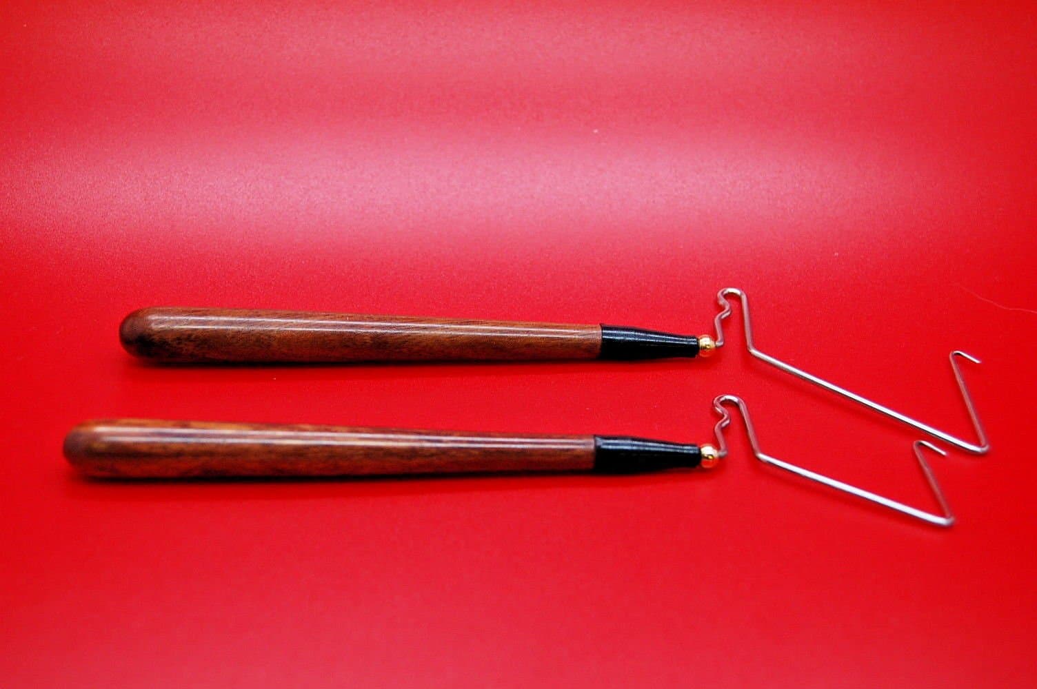 2x Fly Tying Rotating Large and Standard Whip Finisher Tools with Wooden Grip
