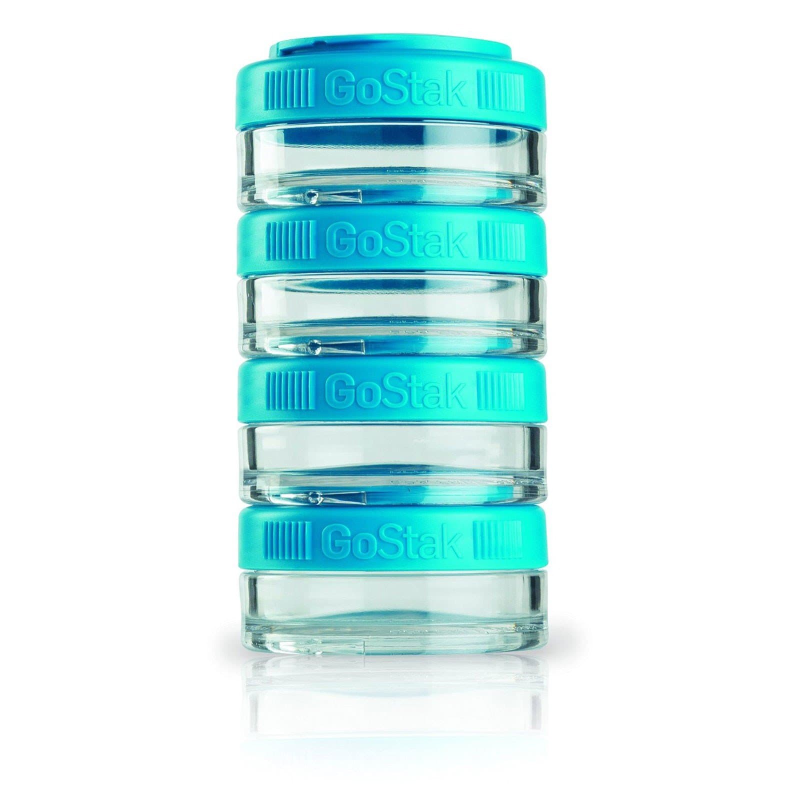 GoStak, Portable Stackable Containers, Aqua, 4 Pack, 40cc Each - 2pc