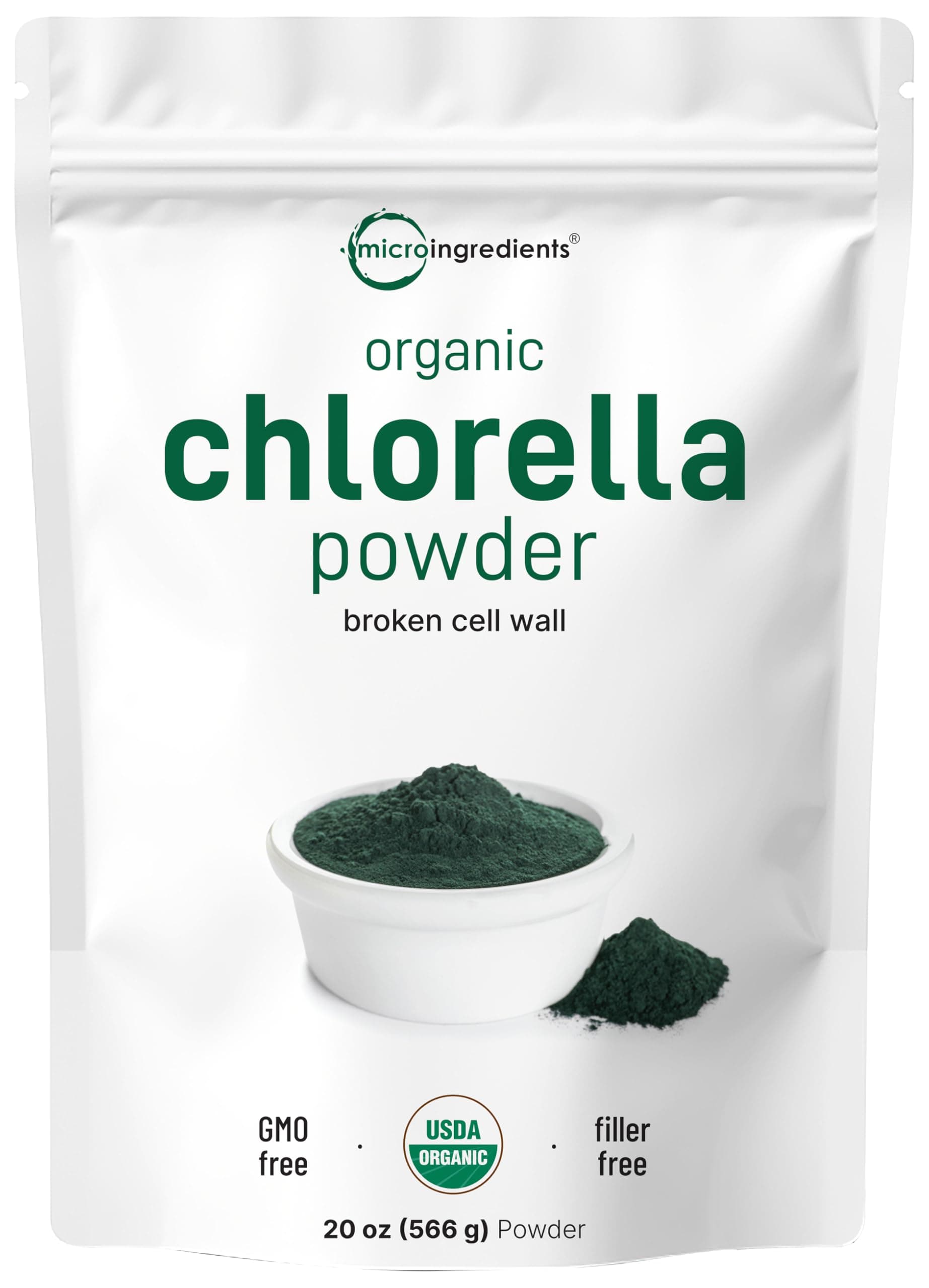 Micro Ingredients Organic Chlorella Powder, 20 Ounces | Broken Cell Wall for Complete Absorption | Raw Superfood Supplement, Rich in Protein & Vitamins | Non-GMO, Vegan, Non-Irradiated