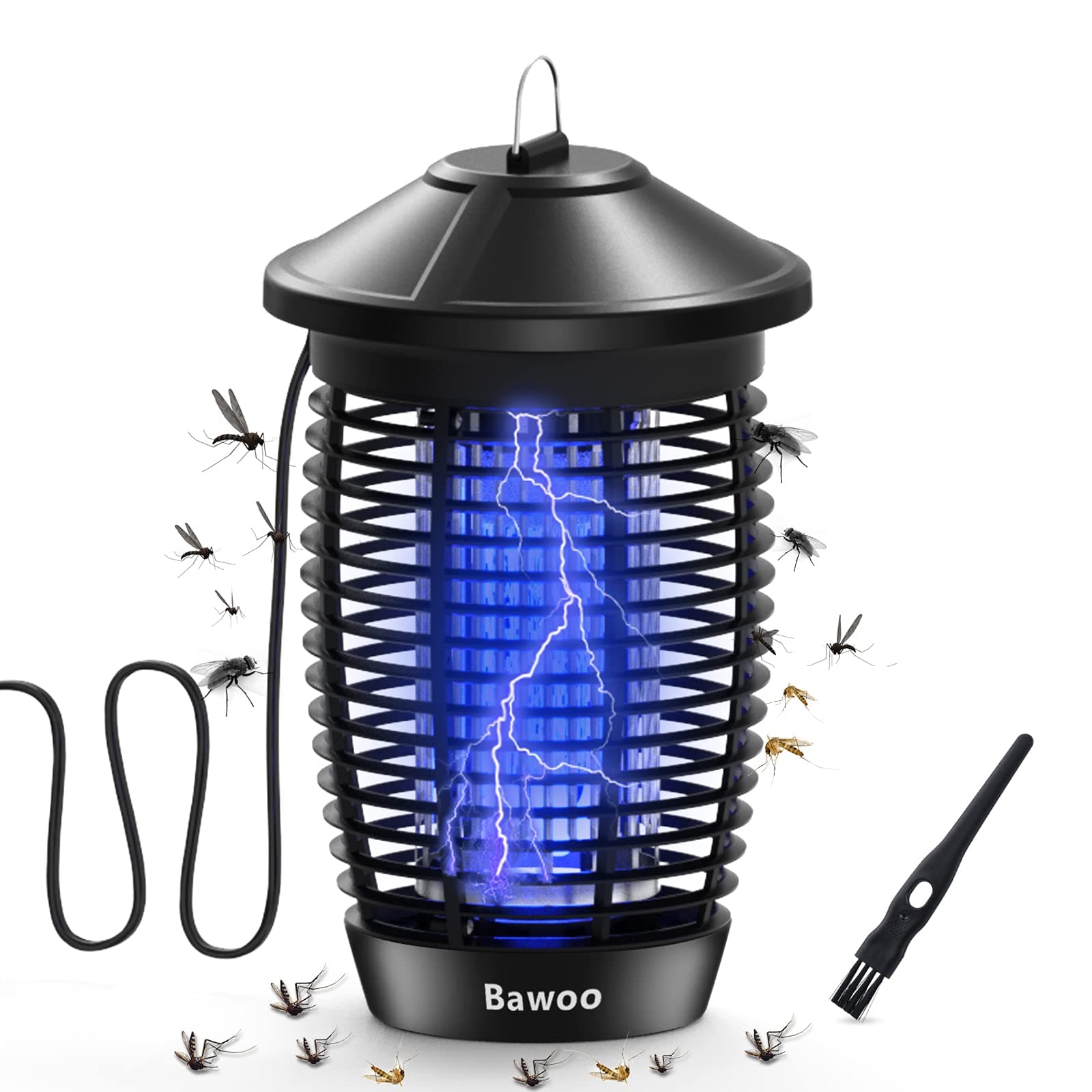Bawoo Mosquito Killer Lamp, 4000V Electronic Fly Killer Bug Zapper 360°Quiet No Radiation Insect Fly Trap with Detachable UV Light for Indoor Outdoor Use
