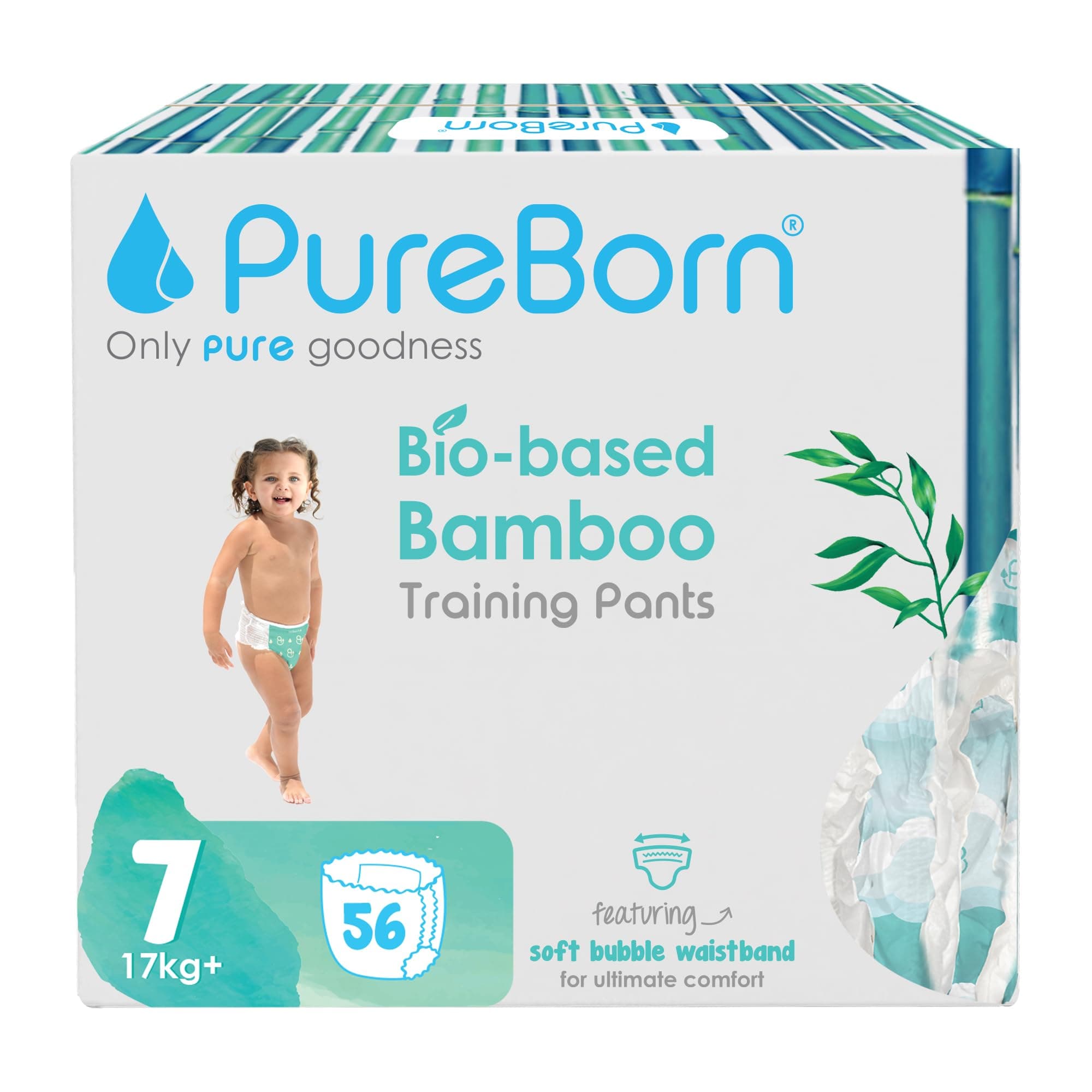 PureBorn Baby Dry Pull Up Diapers/Nappy Pants Suitable for Babies -Size -7 -Master Pack-56 Pcs-Assorted-Superior Upto 12 Hours Day & Night Protection-Dermatologically tested-Super Soft-Skin Friendly