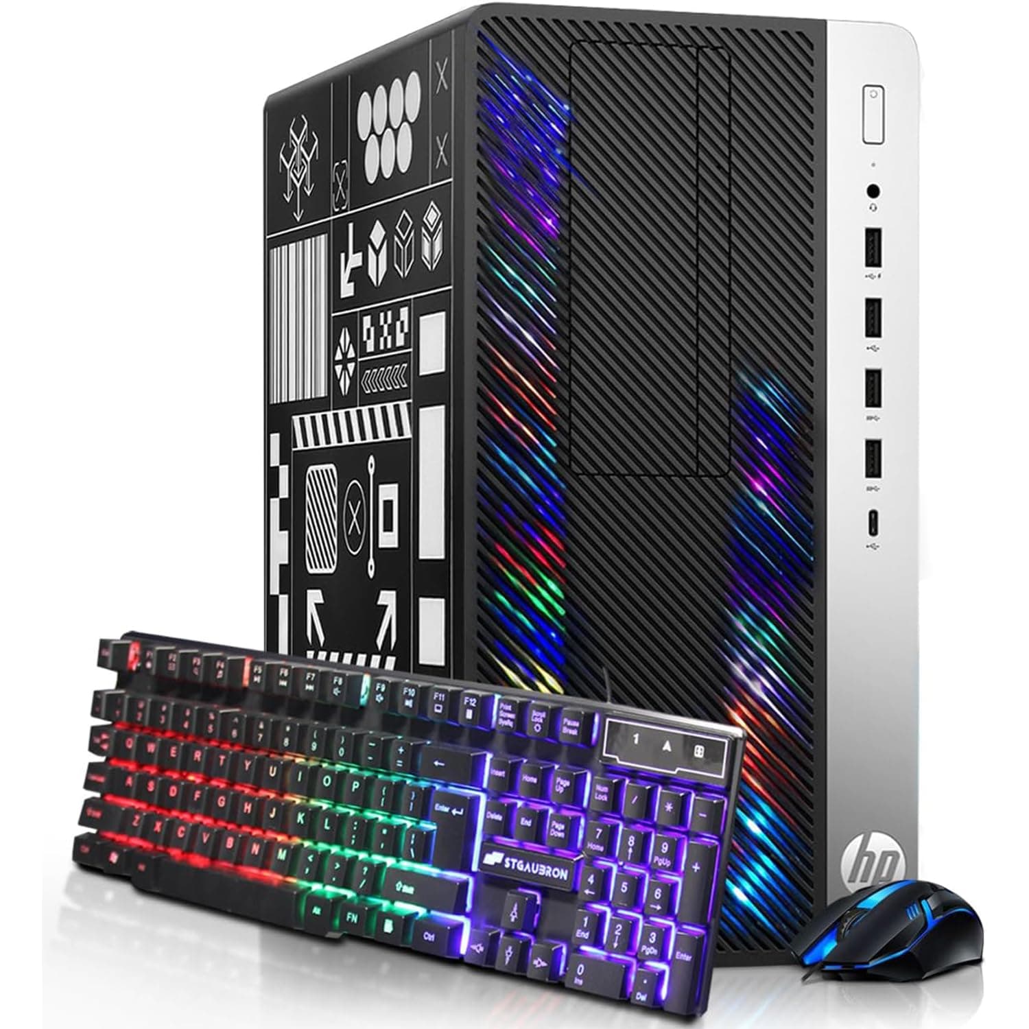 HP RGB Gaming Desktop Computer, Intel Quad Core I5-6500 up to 3.6GHz, GeForce GT 1030 2G, 32GB DDR4, 1T SSD + 3T HDD, RGB Keyboard & Mouse, 600M WiFi & Bluetooth, Windows 11 (Renewed)