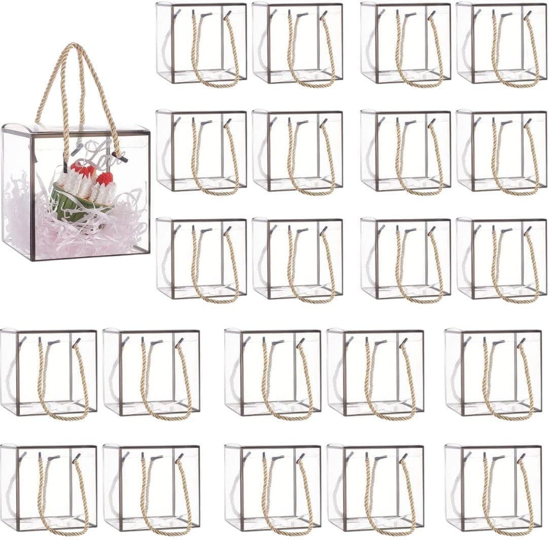 SATYAM KRAFT 6 Pcs Transparent Gift Boxes Packaging Hamper Boxes for Wedding Return Gifts, Christmas, Engagement, Shaadi, Baby Shower, Birthday Party, Festive Gifting & Decoration (Black, 25 x 25 cm)