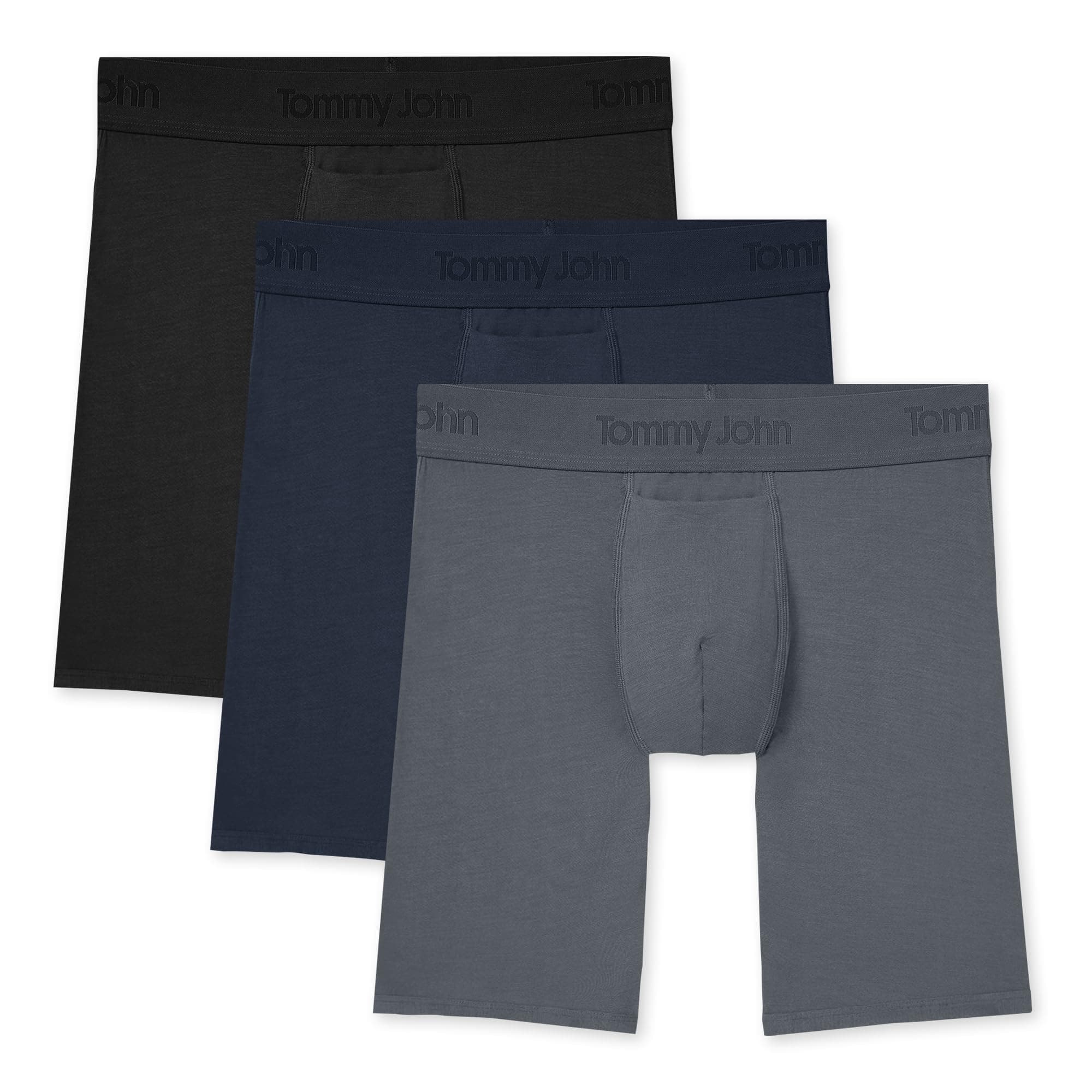 - Second Skin Boxer Briefs for Men 8", Modal Stretch Fabric, Men's Underwear with Quick Draw Fly and Contour Pouch