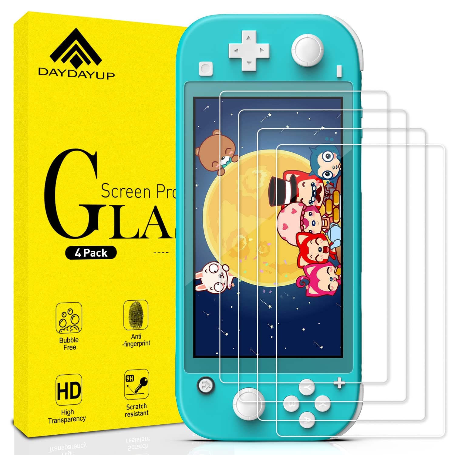 daydayup [4 Pack Screen Protector Tempered Glass for Nintendo Switch lite - Hestia Goods Transparent HD Clear Anti-Scratch Screen Protector for Nintendo Switch lite