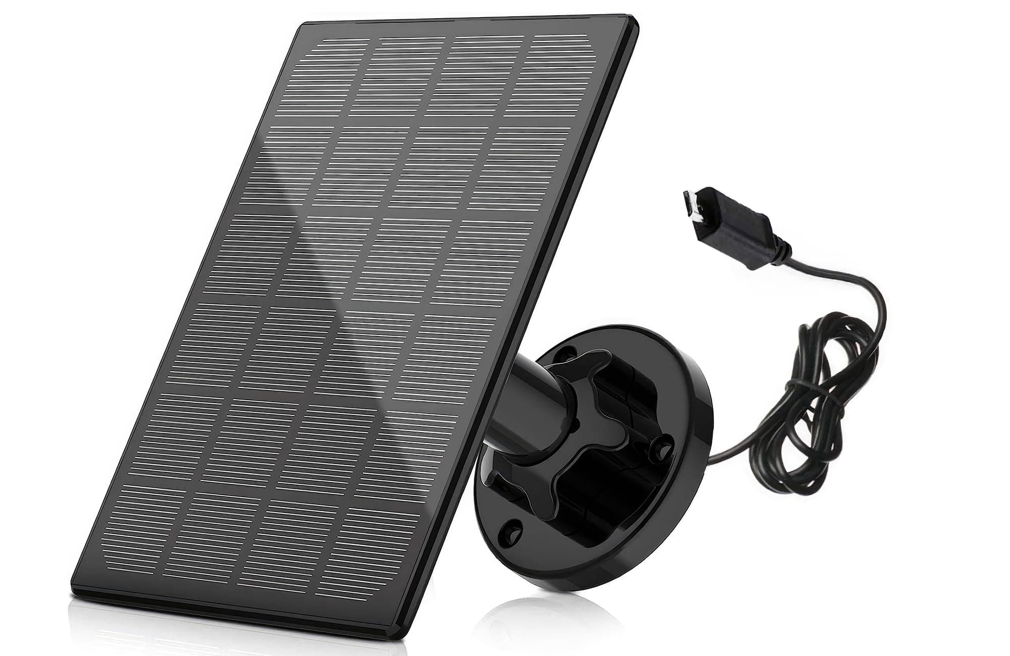 yoyomax 3W Solar Panel for Outdoor Wireless Security Camera, IP65 Waterproof Solar Panel Continuously Power USB, Adjustable Security Wall Mount (Black)