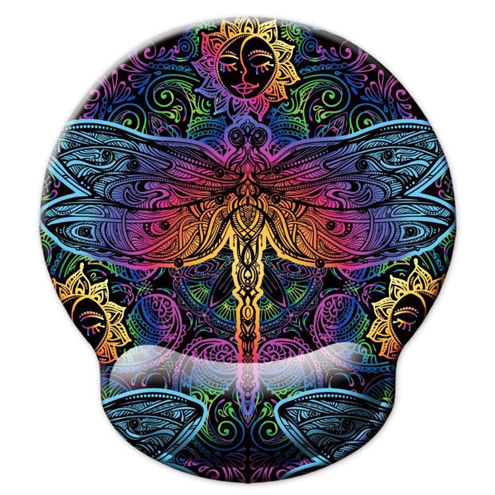 Nakapa Memory Foam Wrist Support Mouse Pad Comfortable Padded Wrist Mousepads 9in X10in Desktop Notebook Mouse Mat (Dragonfly Blessed-Foam)