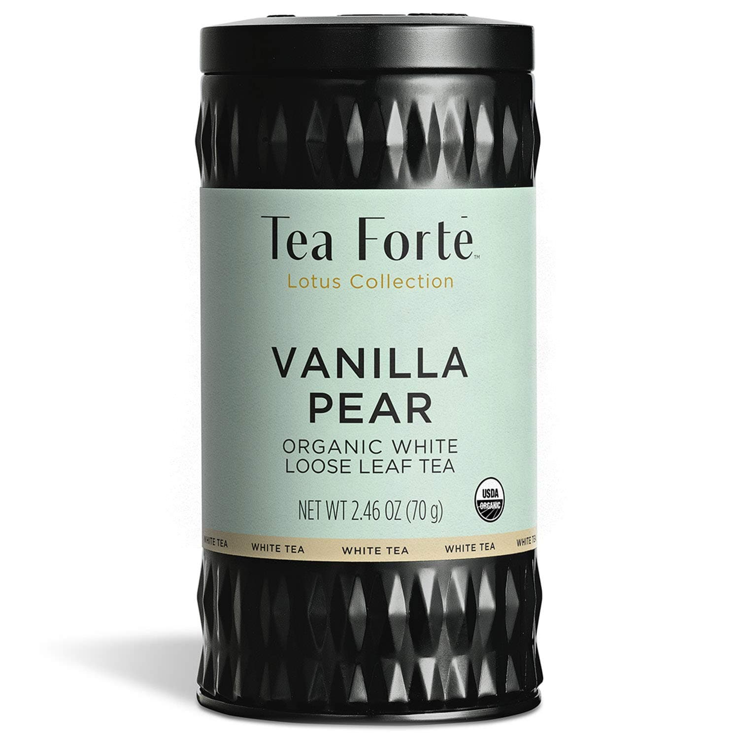 Tea Forte Vanilla Pear Premium Organic Loose Leaf Caffeinated White Tea Blend Canister, Makes 35-50 CupsUSDA Organic
