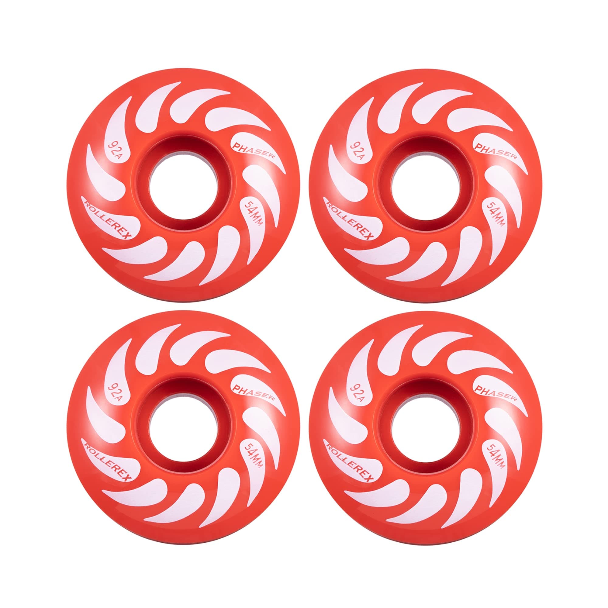 Rollerex Phaser 92A 54mm Skateboard Wheels 4-Pack with Optional Bearings Set – Durable 32mm Width Cruiser Wheels for Skateboards – Smooth Ride & Easy Installation