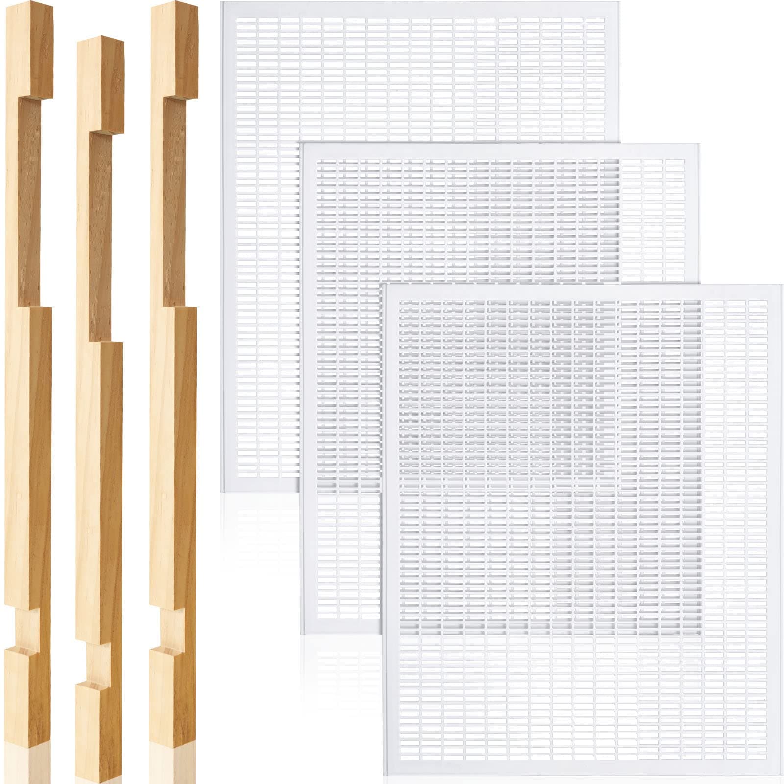 Marsui 6 Pcs Plastic Queen Excluder for 10 Frame Hive Wood Beehive Entrance Reducer Set Plastic Queen Excluder Bee Frames Bee Hive Tool Supplies for Beekeeping Separating Queen Bee from Honey (White)