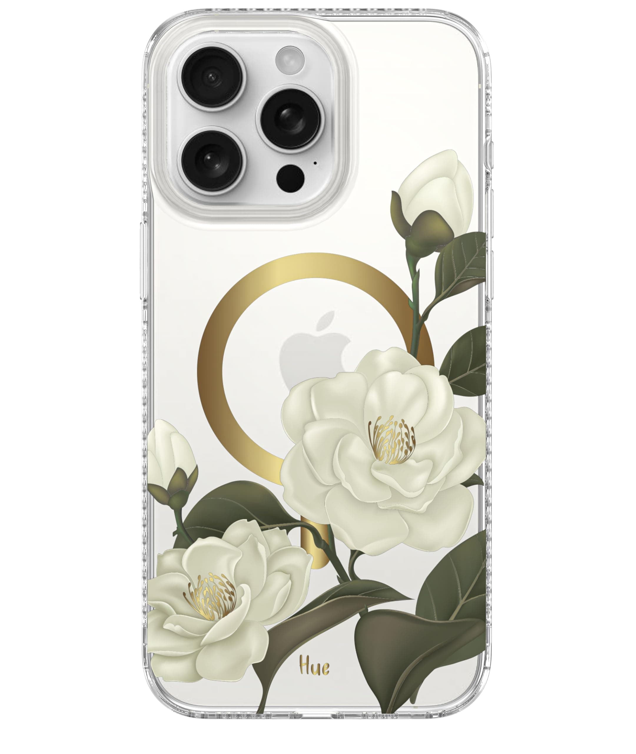 LONLI Hue - for iPhone 15 Pro Case [Compatible with Magsafe] - Camellia Phone Case - [360° Shock-Absorbent Bumper] - Cute, Unique and Aesthetic Phone Cover for Girls and Women