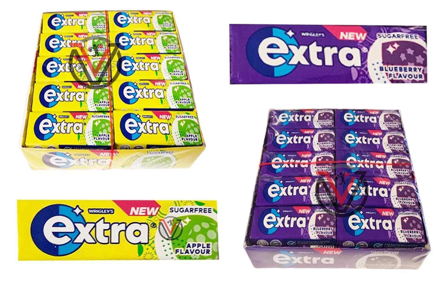 Generic Wrigley Extra Sugar Free Chewing Gum | Extra Blueberry & Extra Apple Pick any Flavour & Number of Packs
