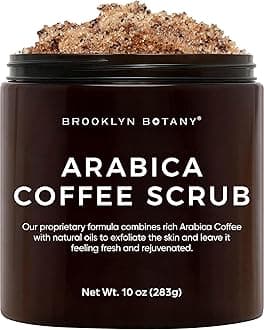 Brooklyn Botany Arabica Coffee Body Scrub - Moisturizing and Exfoliating for Body, Face, Hand, Foot - Fights Stretch Marks, Fine Lines, Wrinkles - Great Gifts for Women & Men - 10 oz