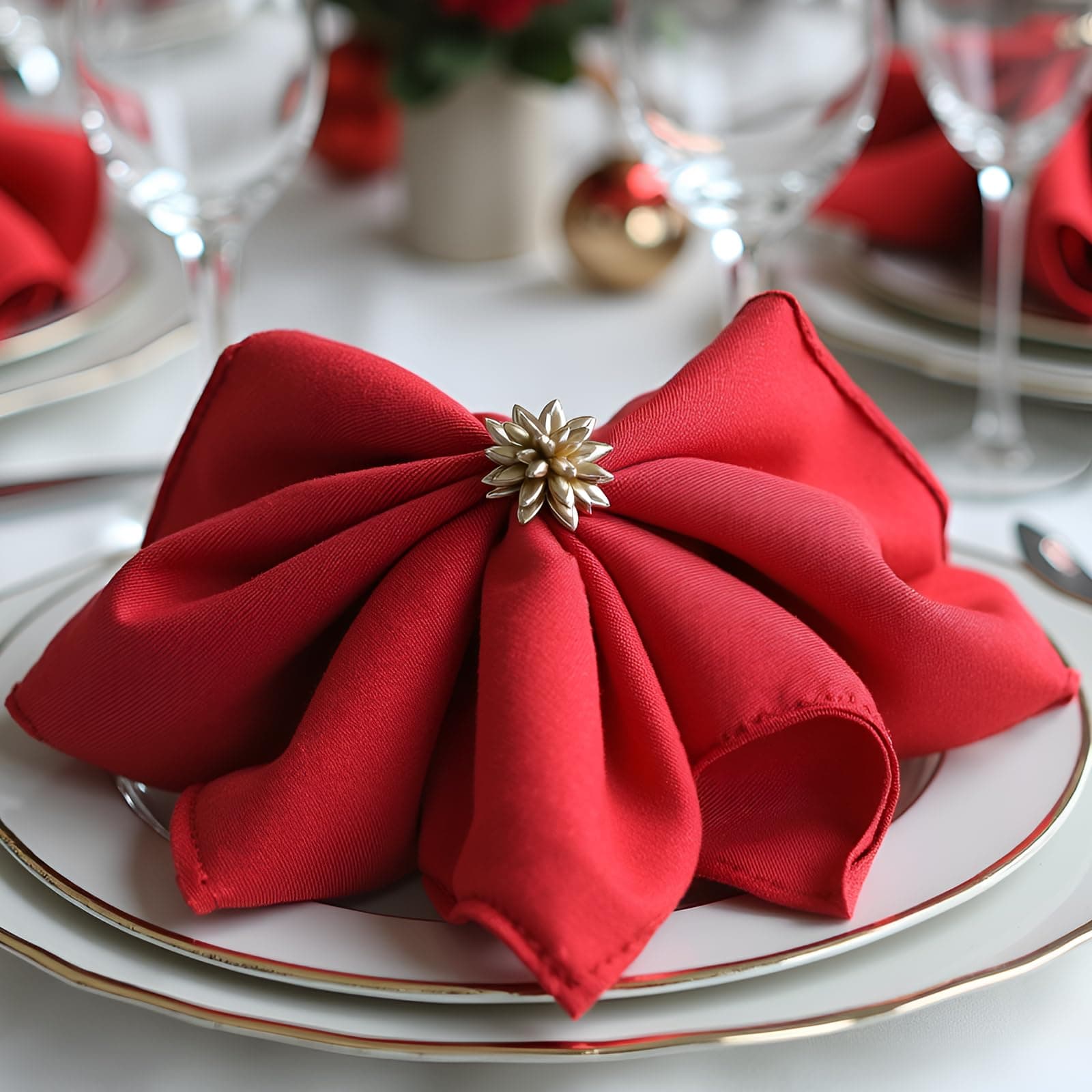 Red Cloth Napkins 1-Dozen, Solid Washable Fabric Napkins Set of 12, Perfect for Weddings, Parties, Holiday Dinner (17 x 17-Inch, red)