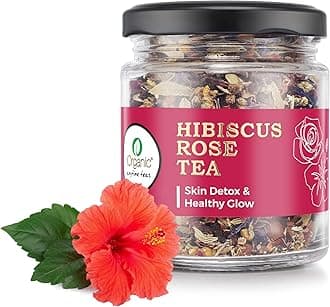 - iOrganic Hibiscus Rose Herbal Tea | Organic Flower Blend for Skin Detox & Healthy Glow | Caffeine Free Loose Leaf Infusion for Immunity, Gut Health & Weight Wellness | 60g, 30 Cups