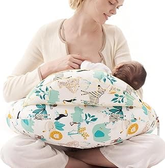 Pioneering Safety Fence Nursing Pillow for Breastfeeding- Wider Feeding Pillows for More Support for Mom & Baby- Easier Nursing & Hand Free- Fit for All, Removable Cotton Cover