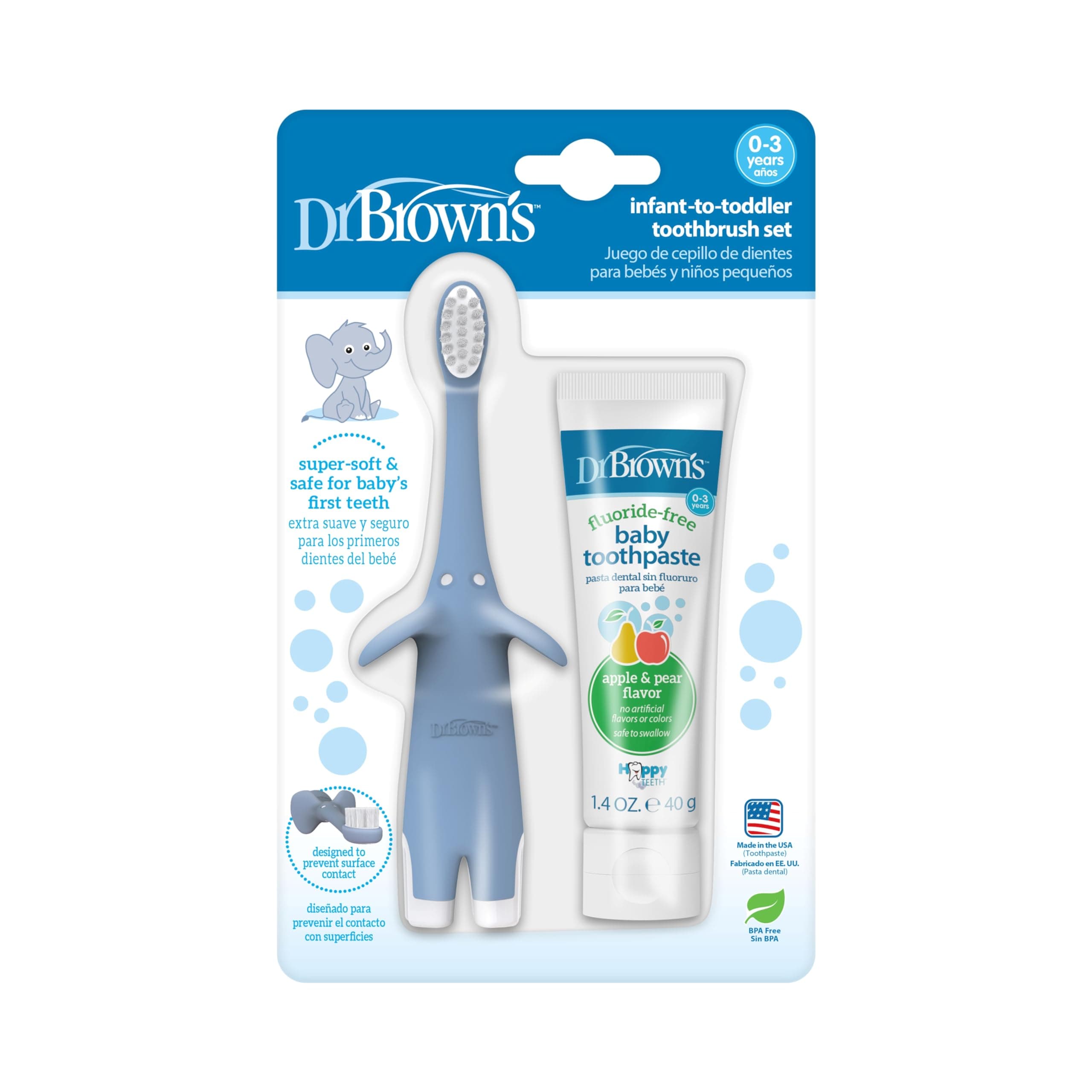 Dr. Brown's Infant Toothbrush and Toothpaste Combo Pack, Blue, 1.4 Ounce by Dr. Brown's [並行輸入品]