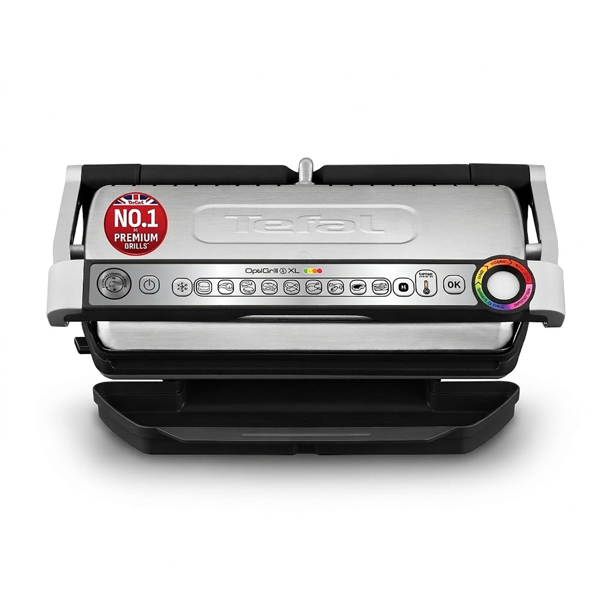 Tefal Optigrill Plus XL, 9 Cooking Programs, Measure Cook Technology, Temperature Intelligence, Removable Non-Stick Plates, Dishwasher Safe, GC722D40 - Stainless Steel