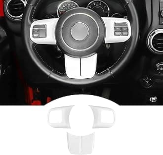 JeCar Interior Steering Wheel Decoration Trim Kits For Jeep Wrangler 2011-2017 JK & Unlimited/Patriot Compass 2011-2016 & Grand Cherokee 2011-2013, White
