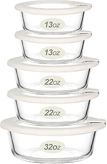 Urban Green Glass Food Storage Containers with Glass Lids, Microwave Safe Food Container Set, Aitight Meal Prep Container Set, LeakProof, 100% Plastic Free, 5 Pack
