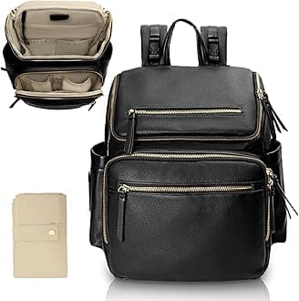 Omanmoli Diaper Bag Backpack Baby Diaper Bag Leather with 17 Diaper Bag Organizing Pouches